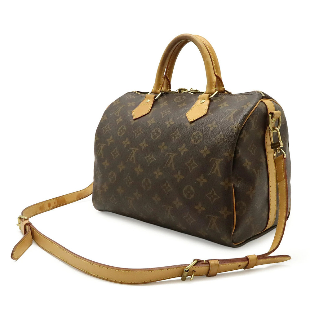 Louis Vuitton Monogram Speedy Bag Handbag Bandouliere Shoulder Boston brown